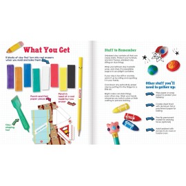 KLUTZ Make Your Own Mini Erasers Toy includes (8)colors of eraser clay^pencil^clay shaping tool^(2)sheets of papercraft displays