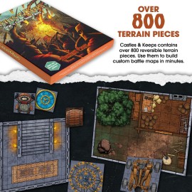 Dungeon Craft Castles & Keeps Terrain Set for DND & RPG Game - Adventure Games with 1000+ Double-Sided Dry/Wet Erase Tiles - Modular Castle Map Pieces for Tabletop Games & Battle Maps