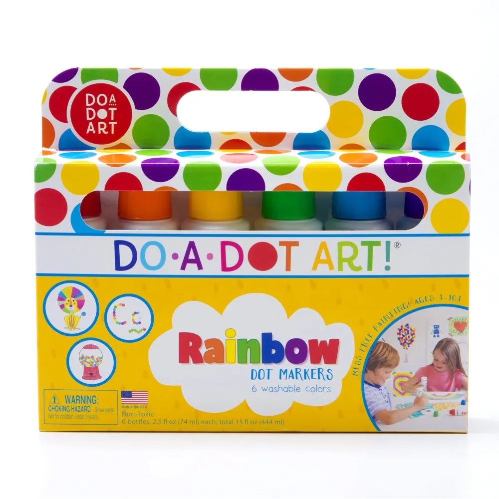 Do A Dot Art! Markers 6-Pack Rainbow Washable Paint Markers, The Original Dot Marker, Activity Craft Coloring Supplies for Kids and Toddlers, Made in the USA Do A Dot Art! Markers 6-Pack Rainbow Washable Paint Markers, The Original Dot Marker, Activity Craft Coloring Supplies for Kids and Toddlers, Made in the USA