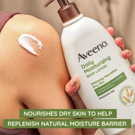 Aveeno Daily Moisturizing Body Lotion with Soothing Prebiotic Oat, Gentle Lotion Nourishes Dry Skin With Moisture, Paraben-, Dye- & Fragrance-Free, Non-Greasy & Non-Comedogenic, 12 fl. Oz Aveeno Daily Moisturizing Body Lotion with Soothing Prebiotic Oat, Gentle Lotion Nourishes Dry Skin With Moisture, Paraben-, Dye- & Fragrance-Free, Non-Greasy & Non-Comedogenic, 12 fl. Oz