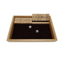 WE Games Wooden Shut The Box - Close The Box Set with 12 Number Tiles & 2 Dice Games - 13.5 Natural Wood Finish