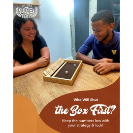 WE Games Wooden Shut The Box - Close The Box Set with 12 Number Tiles & 2 Dice Games - 13.5 Natural Wood Finish
