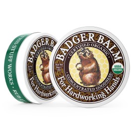 Badger - Hardworking Healing, Aloe Vera & Wintergreen, Working Hand Balm, for Dry Hands, Hand Moisturizer, Certified Organic Hand Balm, Hand Repair Balm, 2 oz Badger - Hardworking Healing, Aloe Vera & Wintergreen, Working Hand Balm, for Dry Hands, Hand Moisturizer, Certified Organic Hand Balm, Hand Repair Balm, 2 oz