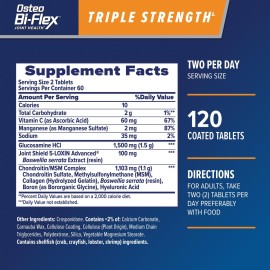 Osteo Bi-Flex Triple Strength(5), Glucosamine Chondroitin with Vitamin C Joint Health Supplement, Coated Tablets, 120 Count