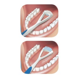 GUM - 760RB Dual Action Tongue Cleaner Brush and Scraper (Colors May Vary)