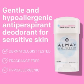 Almay Deodorant for Women, Gel Antiperspirant, Hypoallergenic, Dermatologist Tested for Sensitive Skin, Fragrance Free, 2.25 Oz Almay Deodorant for Women, Gel Antiperspirant, Hypoallergenic, Dermatologist Tested for Sensitive Skin, Fragrance Free, 2.25 Oz