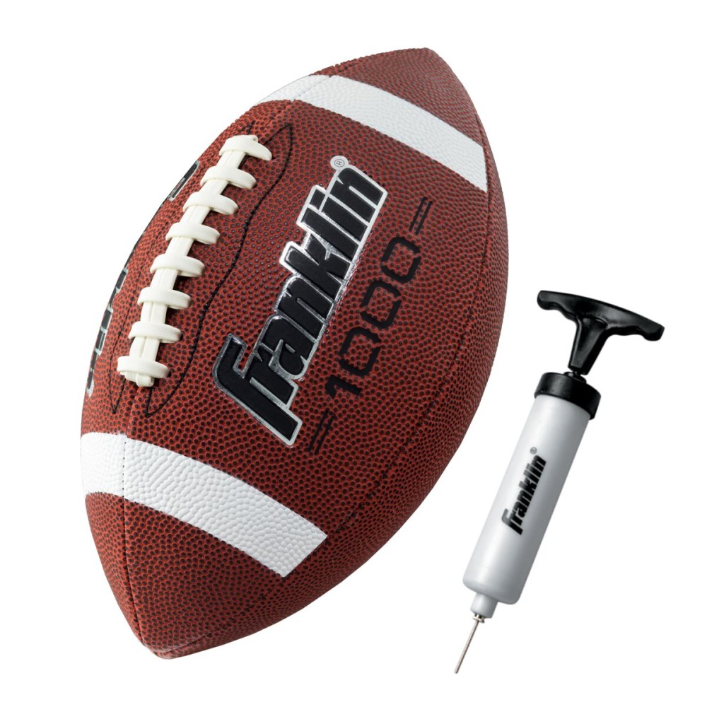Franklin Sports Official Size Football - All-Weather 1000 Regulation Outdoor Football - Synthetic Leather Adult Ball - Extra Grip Official Size - Brown + White Franklin Sports Official Size Football - All-Weather 1000 Regulation Outdoor Football - Synthetic Leather Adult Ball - Extra Grip Official Size - Brown + White