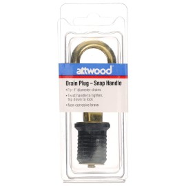 Attwood 7524A7 Snap-Handle Drain Plug, For 1-Inch-Diameter Drains, Locks in Place, Brass Handle, Rubber Plug Attwood 7524A7 Snap-Handle Drain Plug, For 1-Inch-Diameter Drains, Locks in Place, Brass Handle, Rubber Plug
