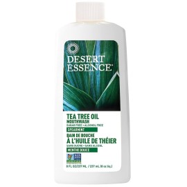 Desert Essence Alcohol-Free Mouthwash with Tea Tree Oil and Aloe, Sugar-Free, Oral Rinse to Provide Botanical Care for Teeth & Gums, Vegan, Non-GMO, SLS-Free, Gluten-Free, Spearmint Flavor, 8oz Desert Essence Alcohol-Free Mouthwash with Tea Tree Oil and Aloe, Sugar-Free, Oral Rinse to Provide Botanical Care for Teeth & Gums, Vegan, Non-GMO, SLS-Free, Gluten-Free, Spearmint Flavor, 8oz