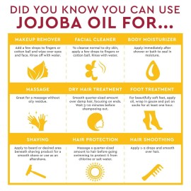 Desert Essence 100% Pure Jojoba Oil - 4 Fl Oz Moisturizer for Hair, Skin & Scalp | Makeup Remover & Aftershave Hydrator, Non-GMO, Vegan, Cold-Pressed, Anti-Flakiness & Non-Clogging Beauty Elixir