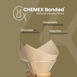 Chemex Natural Coffee Filters, Square, 100ct - Exclusive Packaging