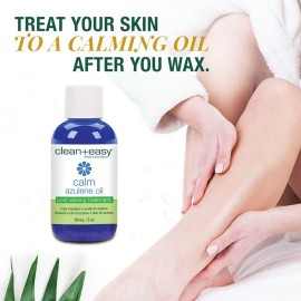Clean + Easy Azulene Oil - Post Waxing Treatment for Sensitive Skin, Soothes Irritation & Removes Wax Residue After Hair Removal, After Wax Care, 2 oz Clean + Easy Azulene Oil - Post Waxing Treatment for Sensitive Skin, Soothes Irritation & Removes Wax Residue After Hair Removal, After Wax Care, 2 oz