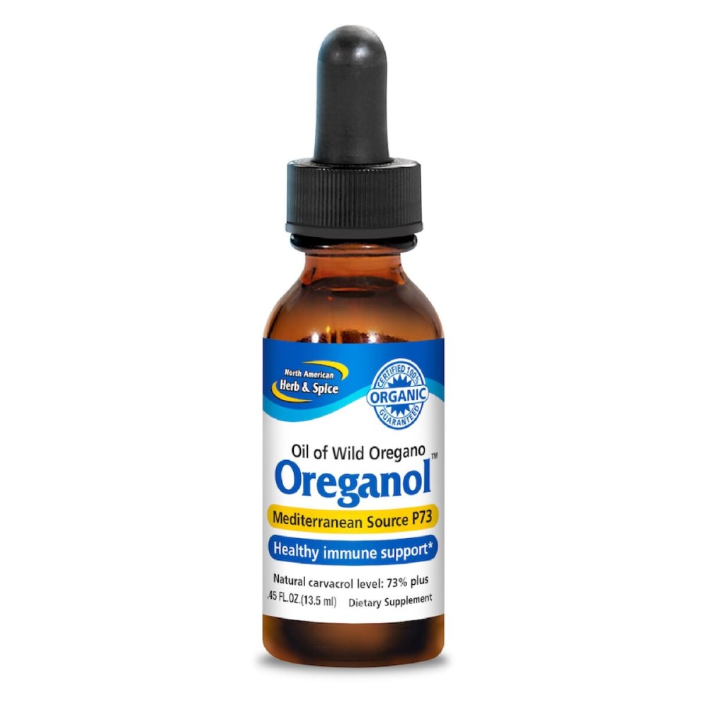 NORTH AMERICAN HERB & SPICE Oreganol - 0.45 fl. oz. - Unprocessed, Wild, Organic Oregano Oil - Mediterranean Source P73 - Non-GMO - 194 Servings