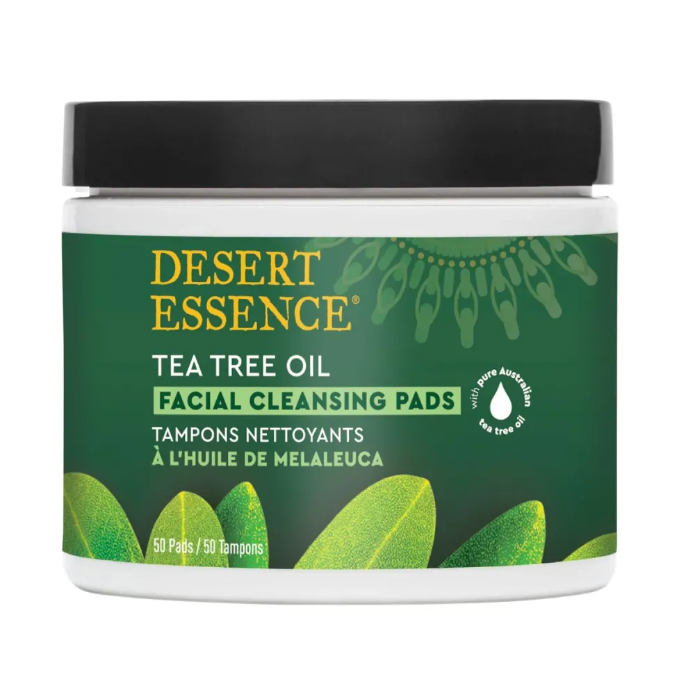 Desert Essence Tea Tree Oil Facial Cleansing Pads - Makeup Remover, Facial Cleanser & Toner with Organic Lavender & Chamomile - Travel-Friendly Personal Wipes for Clarifying Skin Care - 50 Pads Desert Essence Tea Tree Oil Facial Cleansing Pads - Makeup Remover, Facial Cleanser & Toner with Organic Lavender & Chamomile - Travel-Friendly Personal Wipes for Clarifying Skin Care - 50 Pads