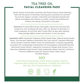 Desert Essence Tea Tree Oil Facial Cleansing Pads - Makeup Remover, Facial Cleanser & Toner with Organic Lavender & Chamomile - Travel-Friendly Personal Wipes for Clarifying Skin Care - 50 Pads Desert Essence Tea Tree Oil Facial Cleansing Pads - Makeup Remover, Facial Cleanser & Toner with Organic Lavender & Chamomile - Travel-Friendly Personal Wipes for Clarifying Skin Care - 50 Pads