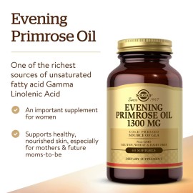 Solgar Evening Primrose Oil 1300 mg, 60 Softgels - Promotes Healthy Skin & Cardiovascular Health - Nutritional Support for Women - Non-GMO, Gluten Free, Dairy Free - 60 Servings Solgar Evening Primrose Oil 1300 mg, 60 Softgels - Promotes Healthy Skin & Cardiovascular Health - Nutritional Support for Women - Non-GMO, Gluten Free, Dairy Free - 60 Servings