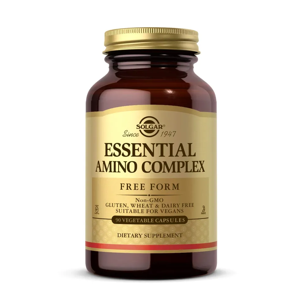 Solgar Essential Amino Complex, 90 Vegetable Capsules - Free Form Essential Amino Acids - Non-GMO, Vegan, Gluten Free, Dairy Free, Kosher - 90 Servings Solgar Essential Amino Complex, 90 Vegetable Capsules - Free Form Essential Amino Acids - Non-GMO, Vegan, Gluten Free, Dairy Free, Kosher - 90 Servings