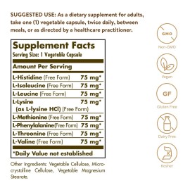 Solgar Essential Amino Complex, 90 Vegetable Capsules - Free Form Essential Amino Acids - Non-GMO, Vegan, Gluten Free, Dairy Free, Kosher - 90 Servings Solgar Essential Amino Complex, 90 Vegetable Capsules - Free Form Essential Amino Acids - Non-GMO, Vegan, Gluten Free, Dairy Free, Kosher - 90 Servings