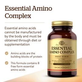 Solgar Essential Amino Complex, 90 Vegetable Capsules - Free Form Essential Amino Acids - Non-GMO, Vegan, Gluten Free, Dairy Free, Kosher - 90 Servings Solgar Essential Amino Complex, 90 Vegetable Capsules - Free Form Essential Amino Acids - Non-GMO, Vegan, Gluten Free, Dairy Free, Kosher - 90 Servings