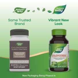 Natures Way Chlorofresh Chlorophyll Concentrate, Supports Detox Pathways*, Chlorophyllin Copper Complex, Supports Healthy Skin*, Internal Deodorant*, 90 Softgels Natures Way Chlorofresh Chlorophyll Concentrate, Supports Detox Pathways*, Chlorophyllin Copper Complex, Supports Healthy Skin*, Internal Deodorant*, 90 Softgels