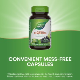 Nature\'s Way Activated Charcoal, Binds Unwanted Materials and Gas in the Digestive Tract*, 560 mg per 2-Capsule Serving, 100 Capsules (Packaging May Vary) Nature\'s Way Activated Charcoal, Binds Unwanted Materials and Gas in the Digestive Tract*, 560 mg per 2-Capsule Serving, 100 Capsules (Packaging May Vary)