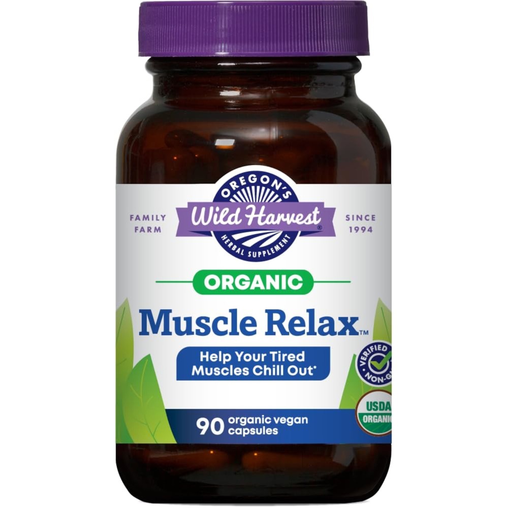 Oregon\'s Wild Harvest Muscle Relax Organic Herbal Supplement Vegan Capsules with Valerian, Hops and Skullcap Oregon\'s Wild Harvest Muscle Relax Organic Herbal Supplement Vegan Capsules with Valerian, Hops and Skullcap