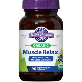 Oregon\'s Wild Harvest Muscle Relax Organic Herbal Supplement Vegan Capsules with Valerian, Hops and Skullcap