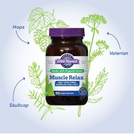 Oregon\'s Wild Harvest Muscle Relax Organic Herbal Supplement Vegan Capsules with Valerian, Hops and Skullcap Oregon\'s Wild Harvest Muscle Relax Organic Herbal Supplement Vegan Capsules with Valerian, Hops and Skullcap