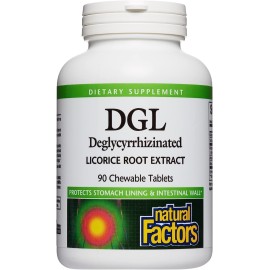 Natural Factors, Chewable DGL 400 mg, Licorice Extract for Healthy Digest, 90 Tablets