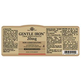 Solgar Gentle Iron - Ideal for Sensitive StomachsRed Blood Cell Supplement, , Non Constipating & GMO, Vegan, Gluten & Dairy Free, Kosher - 180 Servings, Unflavored, 180 Count Solgar Gentle Iron - Ideal for Sensitive StomachsRed Blood Cell Supplement, , Non Constipating & GMO, Vegan, Gluten & Dairy Free, Kosher - 180 Servings, Unflavored, 180 Count
