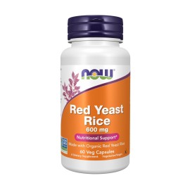 NOW Foods Supplements, Red Yeast Rice 600 mg, Made with Organic Red Yeast Rice, 60 Veg Capsules