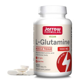 Jarrow Formulas L-Glutamine 1000 mg, Dietary Supplement for Muscle Tissue, Multifunctional Amino Acid, Immune Support , 100 Easy-Solv Tablets, 50-100 Day Supply