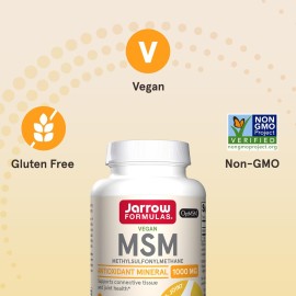 Jarrow Formulas MSM 1000 mg - 200 Veggie Capsules - Methylsulfonylmethane - Source of Sulfur - Dietary Supplement Supports & Strengthens Joints - Up to 200 Servings