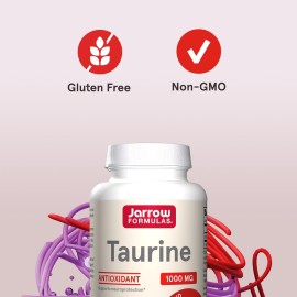 Jarrow Formulas Taurine 1000 mg, Dietary Supplement, Amino Acid Supplement for Brain Health Support, 100 Capsules, 100 Day Supply Jarrow Formulas Taurine 1000 mg, Dietary Supplement, Amino Acid Supplement for Brain Health Support, 100 Capsules, 100 Day Supply