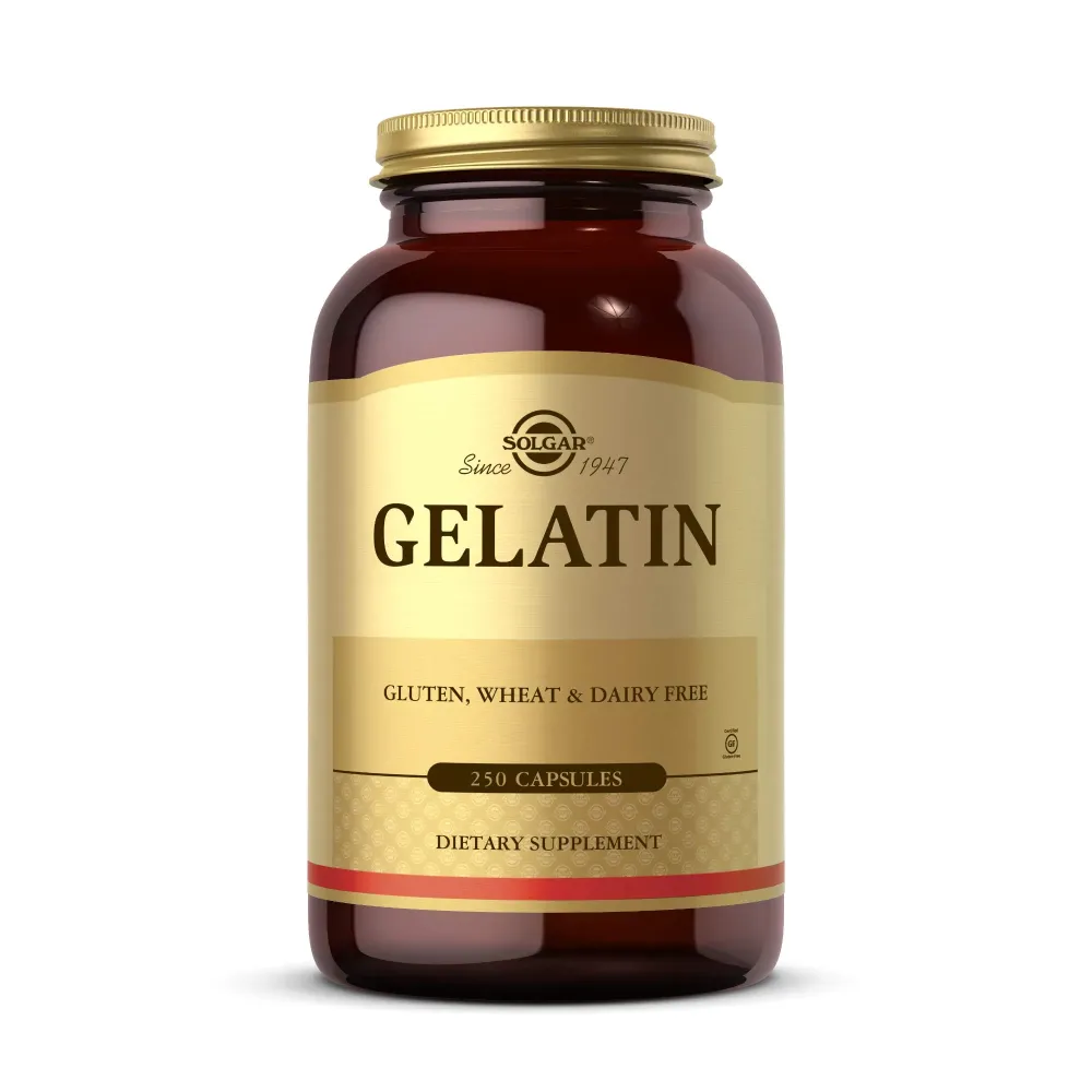 Solgar Gelatin 1680 mg, 250 Capsules - Natural Gelatin - Supports Bone, Joint & Skin Health - Gluten Free, Dairy Free - 83 Servings, Unflavored, Standard Packaging Solgar Gelatin 1680 mg, 250 Capsules - Natural Gelatin - Supports Bone, Joint & Skin Health - Gluten Free, Dairy Free - 83 Servings, Unflavored, Standard Packaging