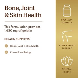 Solgar Gelatin 1680 mg, 250 Capsules - Natural Gelatin - Supports Bone, Joint & Skin Health - Gluten Free, Dairy Free - 83 Servings, Unflavored, Standard Packaging Solgar Gelatin 1680 mg, 250 Capsules - Natural Gelatin - Supports Bone, Joint & Skin Health - Gluten Free, Dairy Free - 83 Servings, Unflavored, Standard Packaging