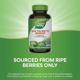 Nature\'s Way Saw Palmetto Berries, Traditional Prostate Support*, 585 mg per Serving, Non-GMO Project Verified, Vegan, 180 Capsules (Packaging May Vary) Nature\'s Way Saw Palmetto Berries, Traditional Prostate Support*, 585 mg per Serving, Non-GMO Project Verified, Vegan, 180 Capsules (Packaging May Vary)