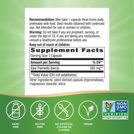 Nature\'s Way Saw Palmetto Berries, Traditional Prostate Support*, 585 mg per Serving, Non-GMO Project Verified, Vegan, 180 Capsules (Packaging May Vary) Nature\'s Way Saw Palmetto Berries, Traditional Prostate Support*, 585 mg per Serving, Non-GMO Project Verified, Vegan, 180 Capsules (Packaging May Vary)