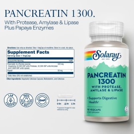SOLARAY Pancreatin Supplement, 1300 mg, 90 Count SOLARAY Pancreatin Supplement, 1300 mg, 90 Count