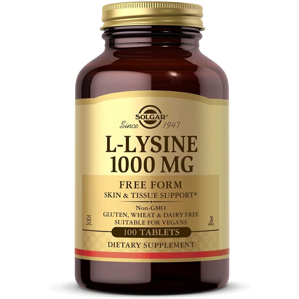Solgar L-Lysine 1000 mg, 100 Tablets - Enhanced Absorption and Assimilation - Promotes Integrity of Skin and Lips - Collagen Support - Amino Acids - Non GMO, Vegan, Gluten Free - 100 Servings Solgar L-Lysine 1000 mg, 100 Tablets - Enhanced Absorption and Assimilation - Promotes Integrity of Skin and Lips - Collagen Support - Amino Acids - Non GMO, Vegan, Gluten Free - 100 Servings