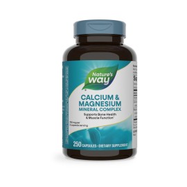 Nature\'s Way Calcium & Magnesium Mineral Complex, Supports Bone Health & Muscle Function,* 750 mg per 3-Capsule Serving, 250 Capsules (Packaging May Vary)