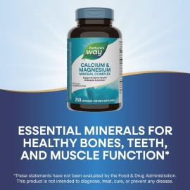 Nature\'s Way Calcium & Magnesium Mineral Complex, Supports Bone Health & Muscle Function,* 750 mg per 3-Capsule Serving, 250 Capsules (Packaging May Vary) Nature\'s Way Calcium & Magnesium Mineral Complex, Supports Bone Health & Muscle Function,* 750 mg per 3-Capsule Serving, 250 Capsules (Packaging May Vary)