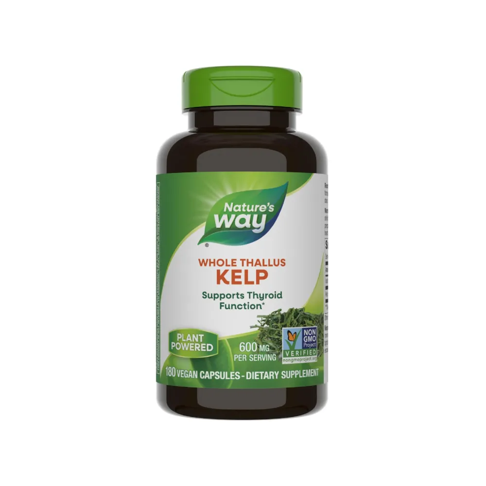 Nature\'s Way Kelp, Supports Thyroid Function*, 600 mg per Serving, Non-GMO Project Verified, 180 Capsules (Packaging May Vary) Nature\'s Way Kelp, Supports Thyroid Function*, 600 mg per Serving, Non-GMO Project Verified, 180 Capsules (Packaging May Vary)