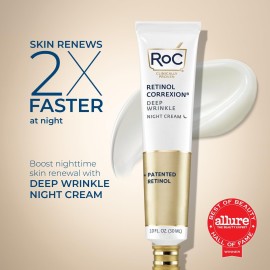 RoC Retinol Correxion Deep Wrinkle Anti-Aging Night Cream, Daily Face Moisturizer with Shea Butter, Glycolic Acid and Squalane, Skin Care Treatment, 1 Ounces (Packaging May Vary) RoC Retinol Correxion Deep Wrinkle Anti-Aging Night Cream, Daily Face Moisturizer with Shea Butter, Glycolic Acid and Squalane, Skin Care Treatment, 1 Ounces (Packaging May Vary)