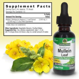 Nature\'s Answer Mullein Drops for Lungs, Alcohol-Free, 1 Ounce Mullein Leaf Extract for Lungs, Supports Respiratory Function, Promotes Healthy Lungs, Non-GMO, Made in USA