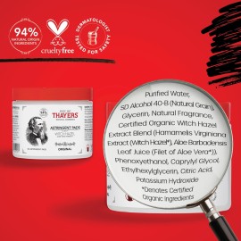 THAYERS Original Witch Hazel Astringent Pads with Aloe Vera Formula, 60 Count THAYERS Original Witch Hazel Astringent Pads with Aloe Vera Formula, 60 Count