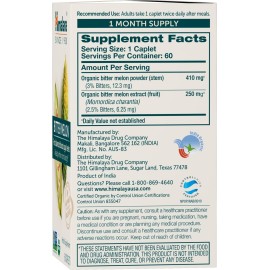 Himalaya Organic Bitter Melon for Glucose Metabolism, 660 mg, 60 Caplets, 1 Month Supply