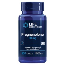 Life Extension Pregnenolone, neurohormone, Promotes Memory Health and Brain Plasticity, Gluten-Free, Non-GMO, 100 Capsules