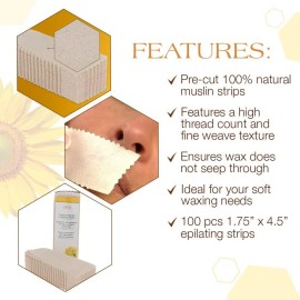 GiGi Waxing Strips for Hair Waxing/Hair Removal, Small Natural Muslin Epilating Strips, 100 Strips GiGi Waxing Strips for Hair Waxing/Hair Removal, Small Natural Muslin Epilating Strips, 100 Strips