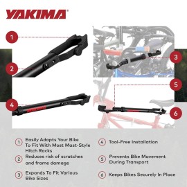 Yakima Bike Adapter for Sloped Top Tube Bikes, Mountain Bikes & Cruisers - Seat Post & Stem Bar for Bicycle Mounting on Mast Style Hitch Rack, TubeTop Yakima Bike Adapter for Sloped Top Tube Bikes, Mountain Bikes & Cruisers - Seat Post & Stem Bar for Bicycle Mounting on Mast Style Hitch Rack, TubeTop
